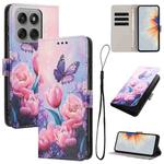 For Motorola Edge 60 Pro Color Drawing Pattern Leather Phone Case(Pink Butterfly)