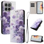 For Motorola Edge 60 Pro Color Drawing Pattern Leather Phone Case(Purple Rose)
