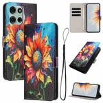 For Motorola Moto G56 5G Color Drawing Pattern Leather Phone Case(Sunflower)