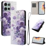 For Motorola Moto G86 5G Color Drawing Pattern Leather Phone Case(Purple Rose)