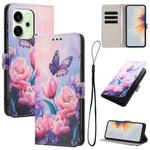 For OPPO Reno14 Pro 5G Global Color Drawing Pattern Leather Phone Case(Pink Butterfly)