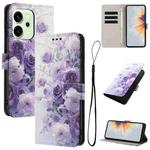 For OPPO Reno14 Pro 5G Global Color Drawing Pattern Leather Phone Case(Purple Rose)