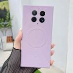 For Huawei Mate 50 Pro Solid Color Liquid Silicone MagSafe Magnetic Phone Case(Grass Purple)