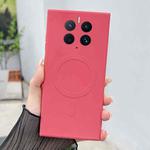 For Huawei Mate 50 Pro Solid Color Liquid Silicone MagSafe Magnetic Phone Case(Camellia Red)