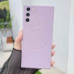 For Huawei P40 Solid Color Liquid Silicone MagSafe Magnetic Phone Case(Grass Purple)