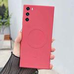 For Huawei P40 Solid Color Liquid Silicone MagSafe Magnetic Phone Case(Camellia Red)