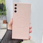 For Huawei P40 Solid Color Liquid Silicone MagSafe Magnetic Phone Case(Pink)
