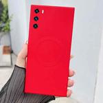For Huawei P40 Solid Color Liquid Silicone MagSafe Magnetic Phone Case(Red)