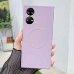 For Huawei P50 Solid Color Liquid Silicone MagSafe Magnetic Phone Case(Grass Purple)
