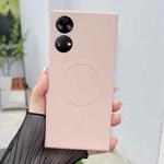 For Huawei P50 Solid Color Liquid Silicone MagSafe Magnetic Phone Case(Pink)