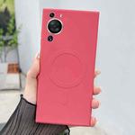 For Huawei P60 Solid Color Liquid Silicone MagSafe Magnetic Phone Case(Camellia Red)