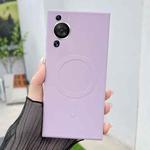 For Huawei P60 Pro Solid Color Liquid Silicone MagSafe Magnetic Phone Case(Grass Purple)
