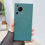 For Huawei Pura 70 Ultra Solid Color Liquid Silicone MagSafe Magnetic Phone Case(Dark Green)