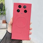 For Xiaomi 14 Ultra Solid Color Liquid Silicone MagSafe Magnetic Phone Case(Camellia Red)