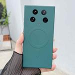 For Xiaomi 14 Ultra Solid Color Liquid Silicone MagSafe Magnetic Phone Case(Dark Green)
