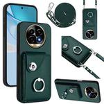 For Realme 13 Pro / 13 Pro+ 5G Organ Card Bag Ring Holder Phone Case with Long Lanyard(Green)