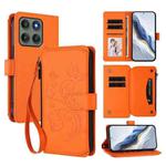 For Motorola Edge 60 Pro Butterfly Love Flower Multi-card Zipper Wallet Leather Phone Case(Orange)
