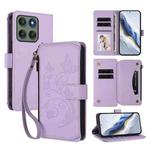 For Motorola Edge 60 Pro Butterfly Love Flower Multi-card Zipper Wallet Leather Phone Case(Light Purple)