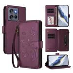 For Motorola Moto G Stylus 5G 2025 Butterfly Love Flower Multi-card Zipper Wallet Leather Phone Case(Dark Purple)