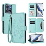For Motorola Moto G Stylus 5G 2025 Butterfly Love Flower Multi-card Zipper Wallet Leather Phone Case(Mint Green)