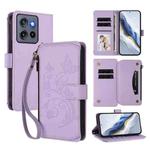 For Motorola Moto G Stylus 5G 2025 Butterfly Love Flower Multi-card Zipper Wallet Leather Phone Case(Light Purple)