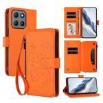 For Motorola Moto G15 / G15 Power Butterfly Love Flower Multi-card Zipper Wallet Leather Phone Case(Orange)