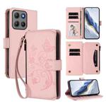 For Motorola Moto G15 / G15 Power Butterfly Love Flower Multi-card Zipper Wallet Leather Phone Case(Pink)