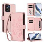 For Motorola Moto E15 / G05 Butterfly Love Flower Multi-card Zipper Wallet Leather Phone Case(Pink)