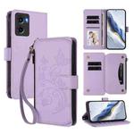 For Motorola Moto E15 / G05 Butterfly Love Flower Multi-card Zipper Wallet Leather Phone Case(Light Purple)