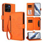 For Motorola Moto G 5G 2025 Butterfly Love Flower Multi-card Zipper Wallet Leather Phone Case(Orange)