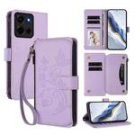For Motorola Moto G 5G 2025 Butterfly Love Flower Multi-card Zipper Wallet Leather Phone Case(Light Purple)