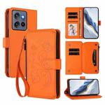 For Motorola Edge 50 Neo 5G Global Butterfly Love Flower Multi-card Zipper Wallet Leather Phone Case(Orange)