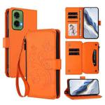For Motorola Moto G35 5G Butterfly Love Flower Multi-card Zipper Wallet Leather Phone Case(Orange)