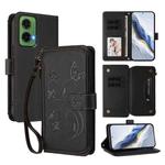 For Motorola Moto G35 5G Butterfly Love Flower Multi-card Zipper Wallet Leather Phone Case(Black)