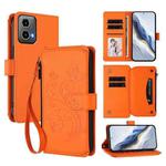For Motorola Moto G34 5G / G45 5G Butterfly Love Flower Multi-card Zipper Wallet Leather Phone Case(Orange)