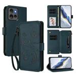 For Motorola Edge 50 5G Global Butterfly Love Flower Multi-card Zipper Wallet Leather Phone Case(Dark Green)
