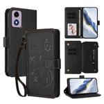 For Motorola Moto G24 4G / G04 4G Butterfly Love Flower Multi-card Zipper Wallet Leather Phone Case(Black)
