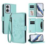 For Motorola Edge 50 Fusion 5G Global Butterfly Love Flower Multi-card Zipper Wallet Leather Phone Case(Mint Green)