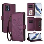 For Motorola Moto G53 5G / G13 4G Butterfly Love Flower Multi-card Zipper Wallet Leather Phone Case(Dark Purple)