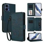For Motorola Moto G24 Power India Butterfly Love Flower Multi-card Zipper Wallet Leather Phone Case(Dark Green)
