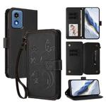 For Motorola Moto G Play 5G 2024 Butterfly Love Flower Multi-card Zipper Wallet Leather Phone Case(Black)