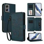 For Motorola Moto G Stylus 5G 2024 Butterfly Love Flower Multi-card Zipper Wallet Leather Phone Case(Dark Green)