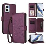 For Motorola Moto G Power 5G 2024 Butterfly Love Flower Multi-card Zipper Wallet Leather Phone Case(Dark Purple)