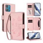For Motorola Edge 40 Neo 5G Butterfly Love Flower Multi-card Zipper Wallet Leather Phone Case(Pink)