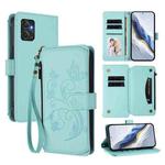 For Motorola Moto G Power 2023 5G Butterfly Love Flower Multi-card Zipper Wallet Leather Phone Case(Mint Green)