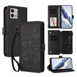 For Motorola Moto G Stylus 5G 2023 Butterfly Love Flower Multi-card Zipper Wallet Leather Phone Case(Black)