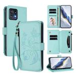 For Motorola Edge+ 2023 / Edge 40 Pro 5G Butterfly Love Flower Multi-card Zipper Wallet Leather Phone Case(Mint Green)