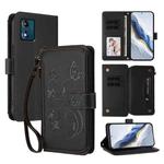 For Motorola Moto E13 2023 4G Butterfly Love Flower Multi-card Zipper Wallet Leather Phone Case(Black)