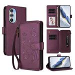 For Motorola Edge X30 5G / S30 Pro Butterfly Love Flower Multi-card Zipper Wallet Leather Phone Case(Dark Purple)