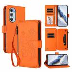 For Motorola Edge X30 5G / S30 Pro Butterfly Love Flower Multi-card Zipper Wallet Leather Phone Case(Orange)